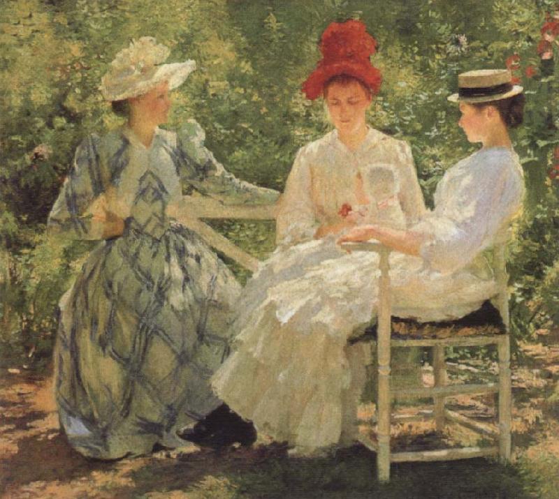 Edmund Charles Tarbell Three Sisters-A Study in june Sunlight Sweden oil painting art